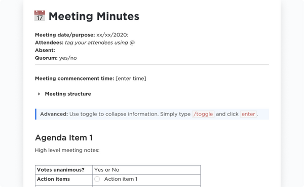 Meeting Minutes Template by ClickUp™