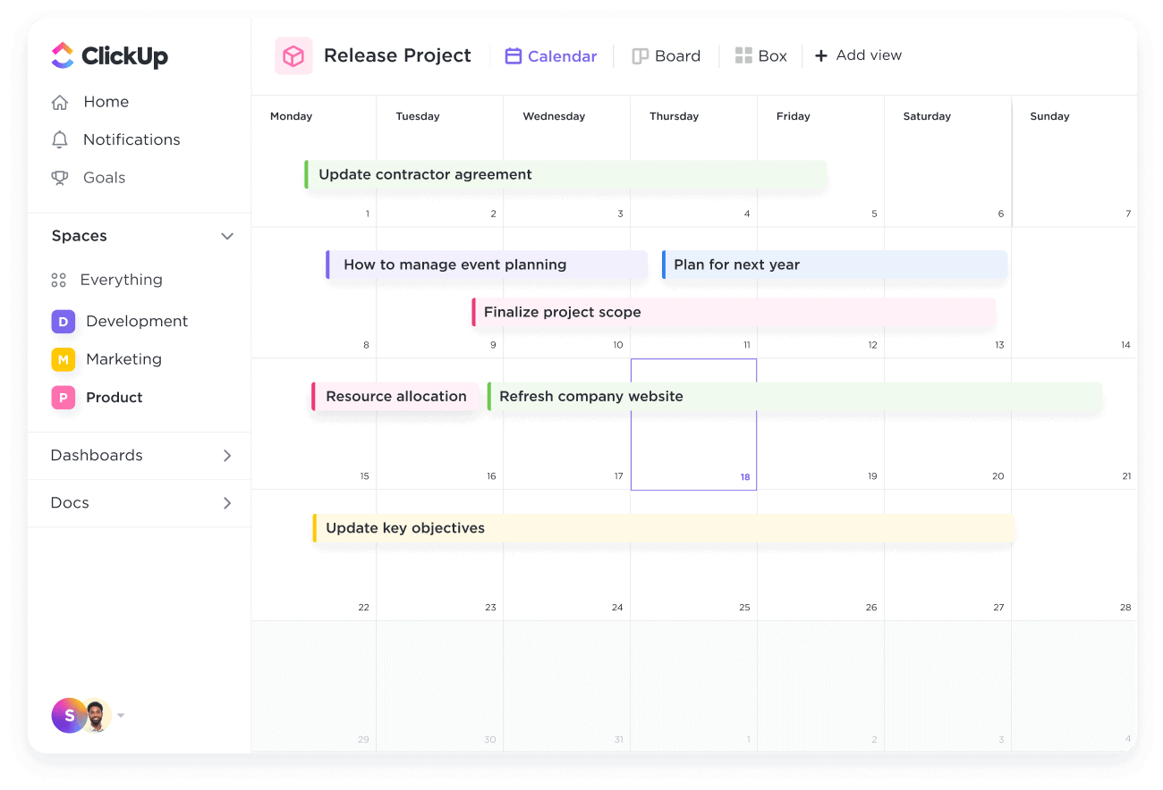 Calendar view